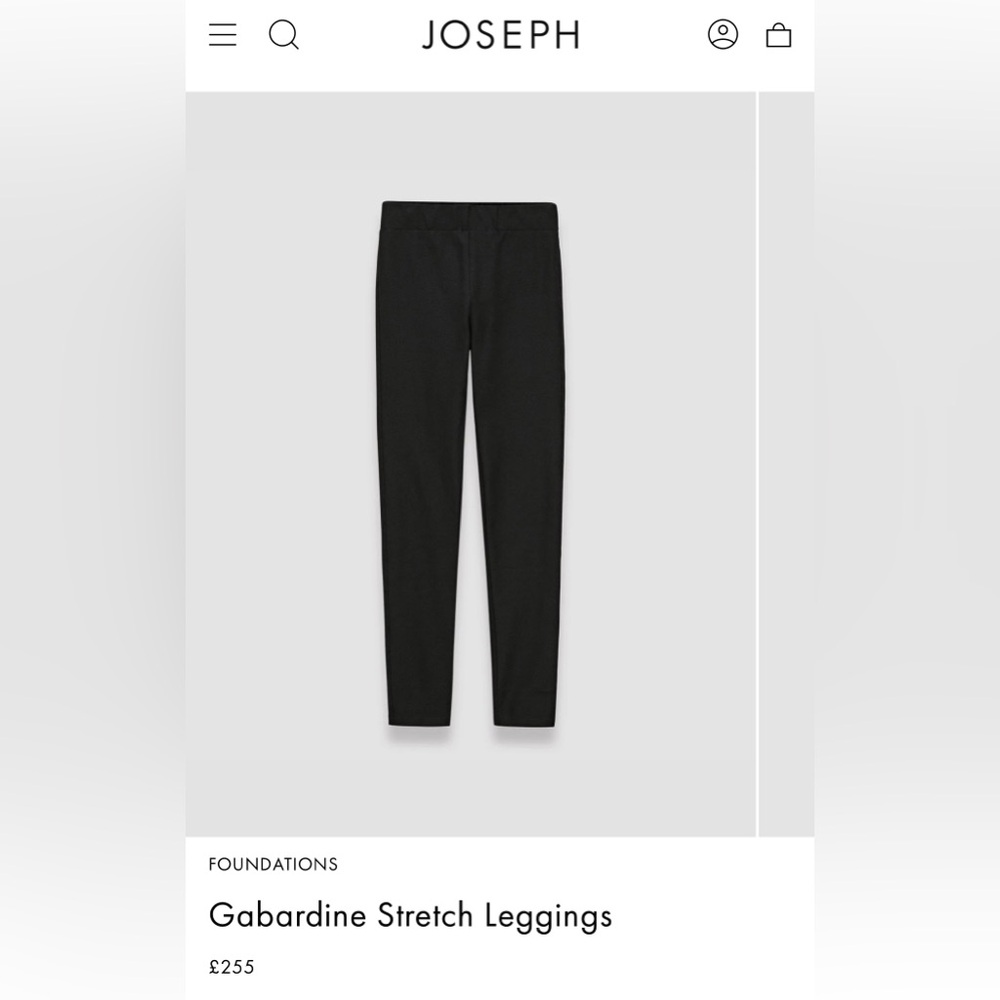 Joseph Women’s Foundations Gabardine Black Stretch Leggings Size 42/US Size 10